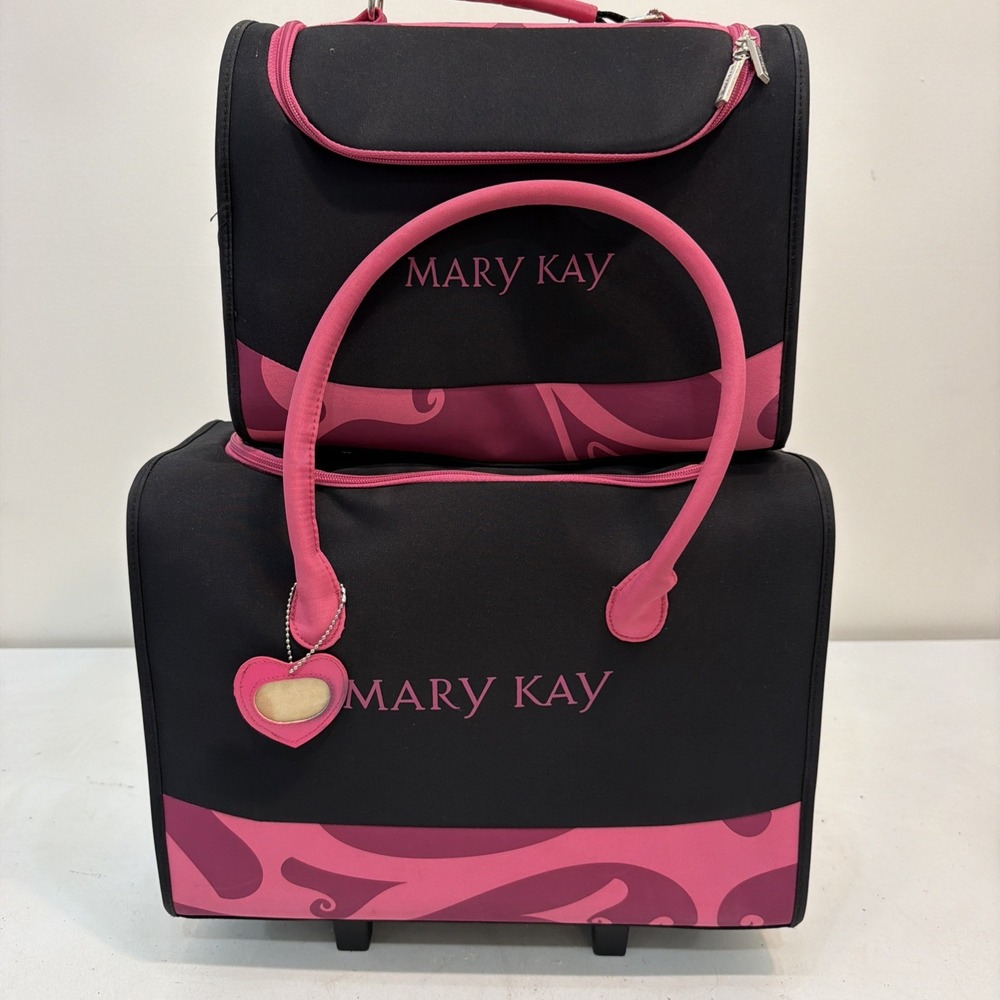 Mary Kay ~  Pink ~ 2-Piece Travel Sales Organizers ~ Wheeled Luggage Cases